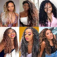 Xtrend 24 Inch River Goddess Faux Locs Horgolt Hajfonás 8 Csomag Göndör Végekkel 5