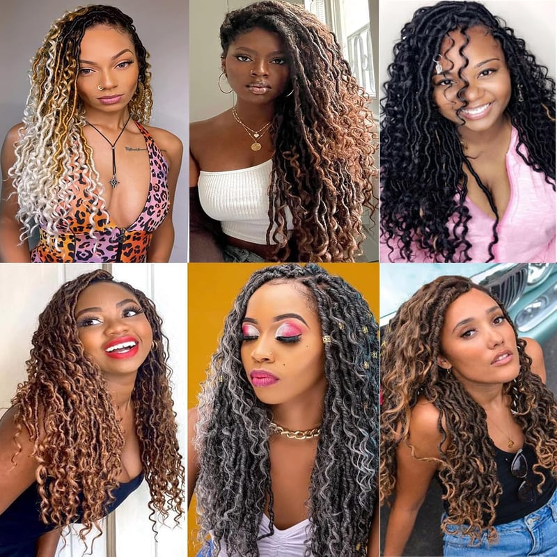 Xtrend 24 Inch River Goddess Faux Locs Horgolt Hajfonás 8 Csomag Göndör Végekkel