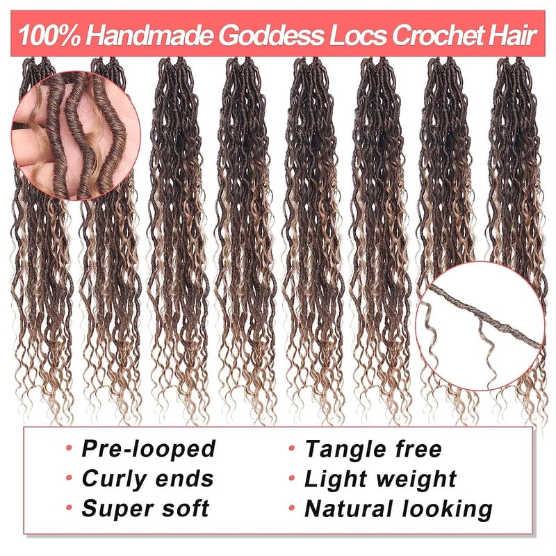 Xtrend 24 Inch River Goddess Faux Locs Horgolt Hajfonás 8 Csomag Göndör Végekkel