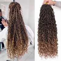 Xtrend 24 Inch River Goddess Faux Locs Horgolt Hajfonás 8 Csomag Göndör Végekkel 1