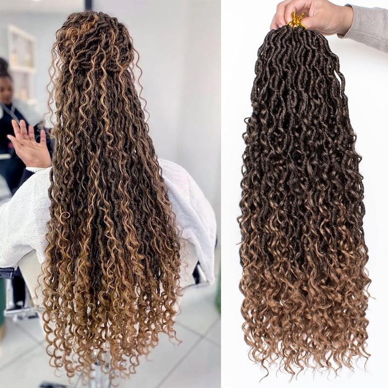 Xtrend 24 Inch River Goddess Faux Locs Horgolt Hajfonás 8 Csomag Göndör Végekkel
