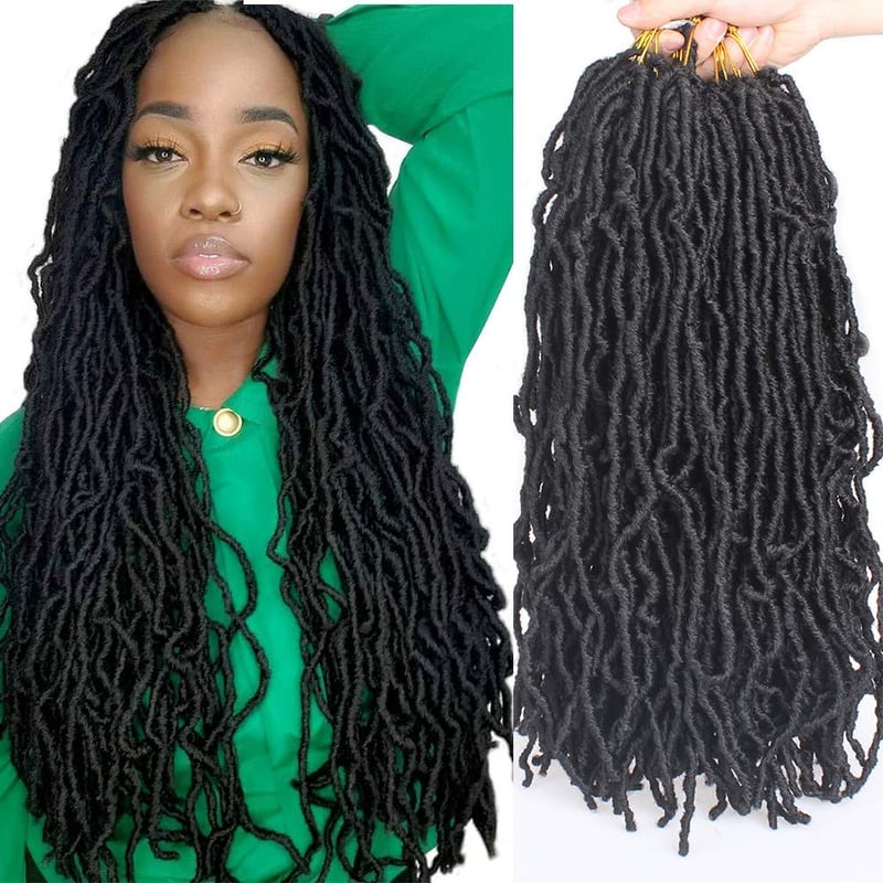 XTREND 45cm Nu Locs Szintetikus Hajfonás Fekete Göndör Hullám Hajhosszabbítás 21 Szál