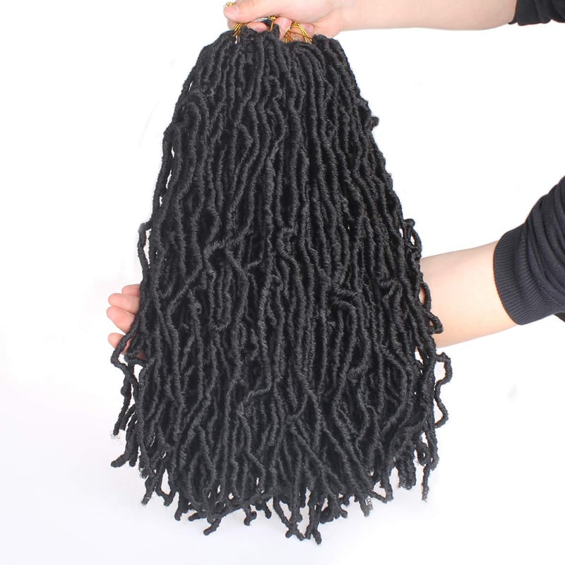 XTREND 45cm Nu Locs Szintetikus Hajfonás Fekete Göndör Hullám Hajhosszabbítás 21 Szál