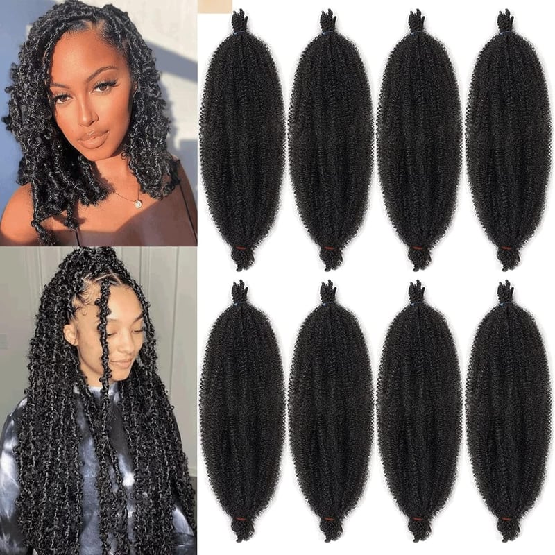 Xtrend 8 csomag 50cm puha tavaszi twist hajhosszabbítás 1B# fekete Marley fonott haj