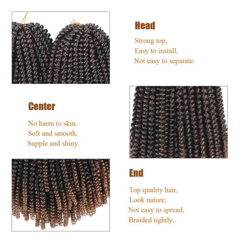 Xtrend 8 Inch Ombre Spring Twist Kanekalon Szintetikus Hajfonás 6 Csomag Kinky Curly Passion Twists