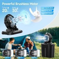XTTANK Hordozható Párásító Ventilátor Kempinghez, 20000mAh Akkumulátor, LED Lámpa, 3 Sebesség, 3 Párásítási Mód, 45° Dőlésszög, 11L Tartály 4