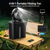 XTTANK Hordozható Párásító Ventilátor Kempinghez, 20000mAh Akkumulátor, LED Lámpa, 3 Sebesség, 3 Párásítási Mód, 45° Dőlésszög, 11L Tartály 6