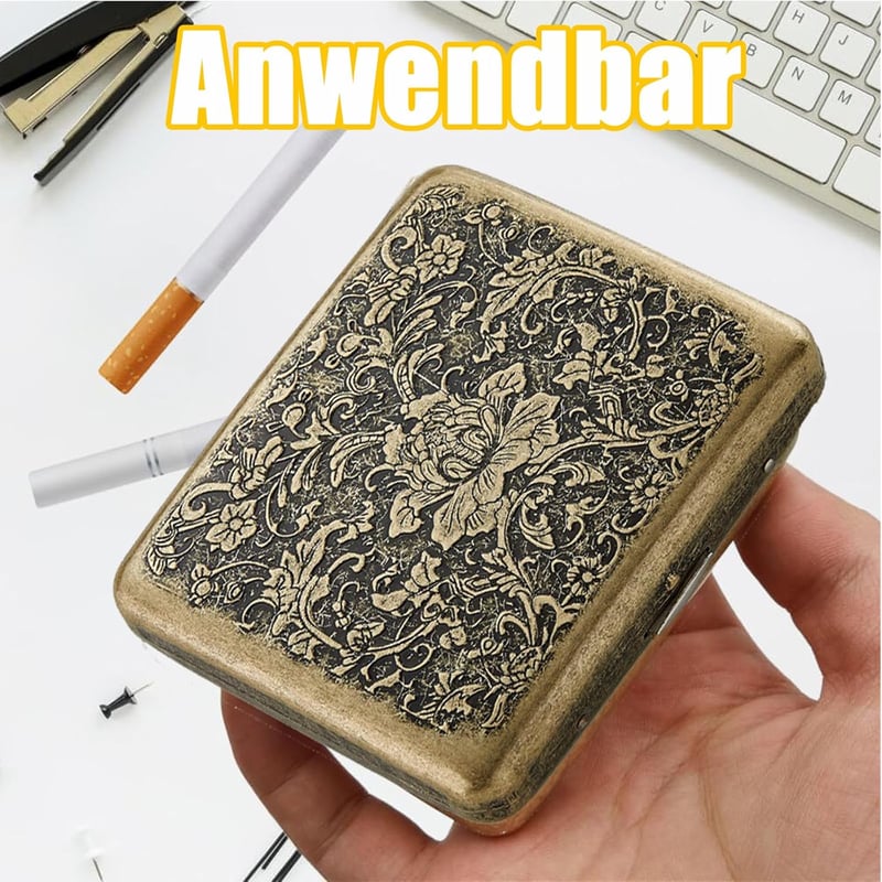 Xuigort Fém Cigarettatartó 20 Szál Retro Hordozható Peónia Mintás Uniszex Tok