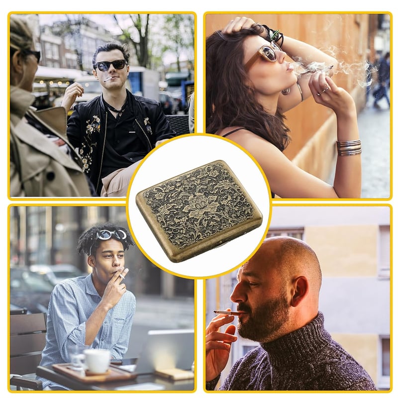 Xuigort Fém Cigarettatartó 20 Szál Retro Hordozható Peónia Mintás Uniszex Tok