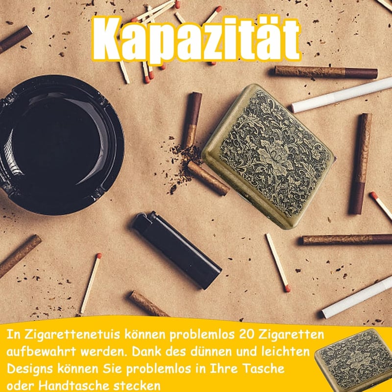 Xuigort Fém Cigarettatartó 20 Szál Retro Hordozható Peónia Mintás Uniszex Tok
