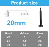 XUIIOSOOKP acél szegek betonfalhoz és képkerethez, 20 mm - 270 db 2
