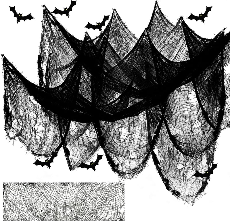 XUIIOSOOKP Halloween dekorációs szövet fekete 100x600 cm félelmes textil