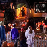 XUIIOSOOKP Halloween dekorációs szövet fekete 100x600 cm félelmes textil 5