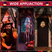 XUIIOSOOKP Halloween dekorációs szövet fekete 100x600 cm félelmes textil 6