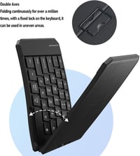XUMIUZIY ergonomikus összecsukható Bluetooth billentyűzet PU bőr borítással, V alak, 3 eszköz párosítás 4
