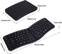 XUMIUZIY ergonomikus összecsukható Bluetooth billentyűzet PU bőr borítással, V alak, 3 eszköz párosítás 8