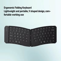 XUMIUZIY ergonomikus összecsukható Bluetooth billentyűzet PU bőr borítással, V alak, 3 eszköz párosítás 5