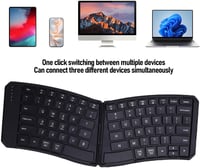 XUMIUZIY ergonomikus összecsukható Bluetooth billentyűzet PU bőr borítással, V alak, 3 eszköz párosítás 7