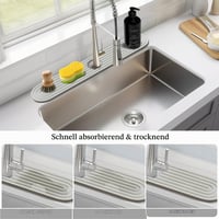 Tăviță de scurgere Xummi din piatră de diatomit pentru bucătărie și baie, suport din piatră cu uscare rapidă, alb, 60x10 cm 3