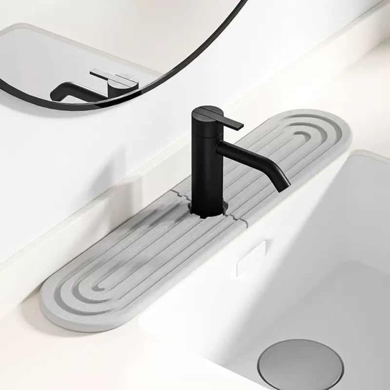 Tăviță de scurgere Xummi din piatră de diatomit pentru bucătărie și baie, suport din piatră cu uscare rapidă, alb, 60x10 cm