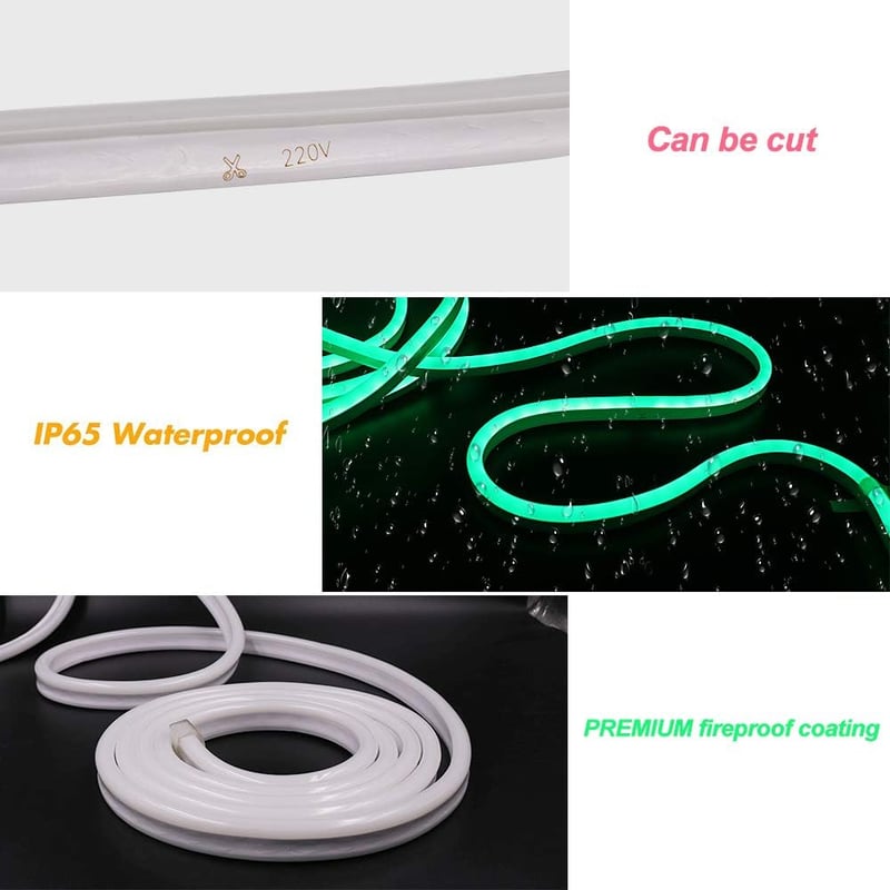 XUNATA 5m LED Neon Szalag Meleg Fehér 220V IP65 Vízálló 120 LED/m Hajlékony Fénycső Otthon Dekoráció DIY Ünnep