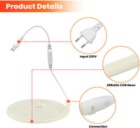 XUNATA COB Neon LED Szalag 230V 288 LED/méter Nagy Fényerő Hajlékony Világítás Természetes Fehér 20m Otthon Dekoráció 7