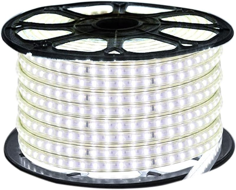 XUNATA Fehér LED Szalag 25m Kapcsolóval és Tápegységgel 220V IP65 Vízálló Flexibilis Világítás Konyha Lépcső Dekoráció