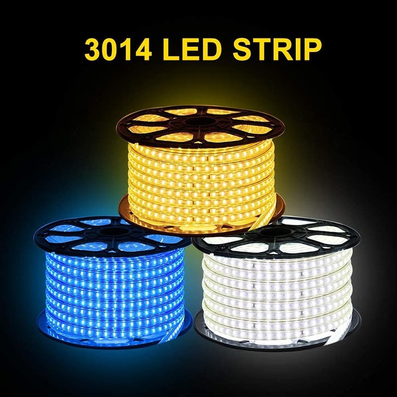 XUNATA 25m meleg fehér LED szalag 220V IP65 vízálló kapcsolóval és tápegységgel