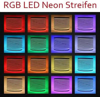 XUNATA LED RGB Neon Szalag 1m 220V Távirányítóval, Vízálló Színváltós LED Fénycsík 120 LED/m Beltéri Kültéri Dekoráció 5