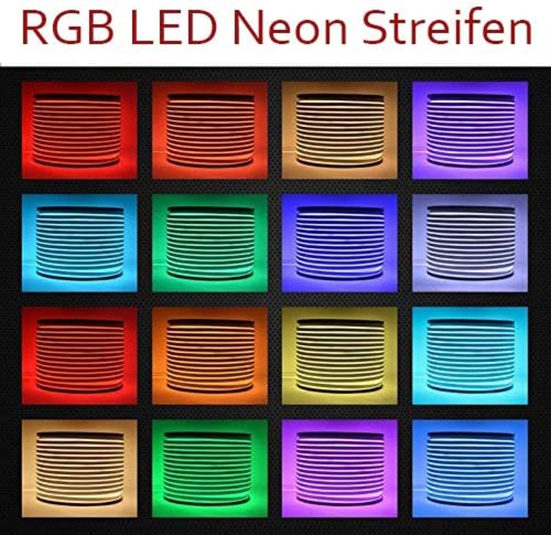 XUNATA LED RGB Neon Szalag 1m 220V Távirányítóval, Vízálló Színváltós LED Fénycsík 120 LED/m Beltéri Kültéri Dekoráció