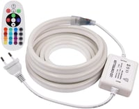 XUNATA LED RGB Neon Szalag 1m 220V Távirányítóval, Vízálló Színváltós LED Fénycsík 120 LED/m Beltéri Kültéri Dekoráció 1