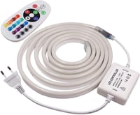 XUNATA LED RGB Neon Szalag 1m 220V Távirányítóval, Vízálló Színváltós LED Fénycsík 120 LED/m Beltéri Kültéri Dekoráció 3