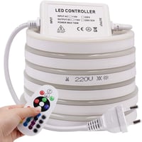 XUNATA LED RGB Neon Szalag 1m 220V Távirányítóval, Vízálló Színváltós LED Fénycsík 120 LED/m Beltéri Kültéri Dekoráció 2