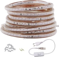 XUNATA LED szalag 220V kapcsolóval 120 LED/m IP65 vízálló fehér fény dekoráció szálloda esküvő buli 2 méter 1