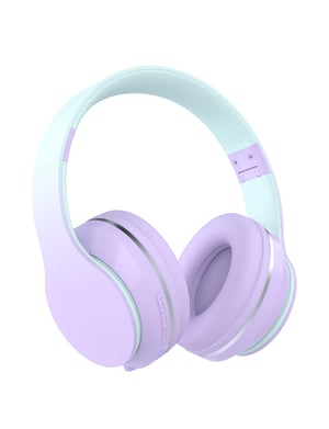 Xunpuls Bluetooth dječje slušalice, bežične, mikrofon, stereo zvuk, 10 sati baterije, sklopive, podesiva traka za glavu, kompatibilne s telefonom, tabletom, računalom i TV-om, ljubičaste