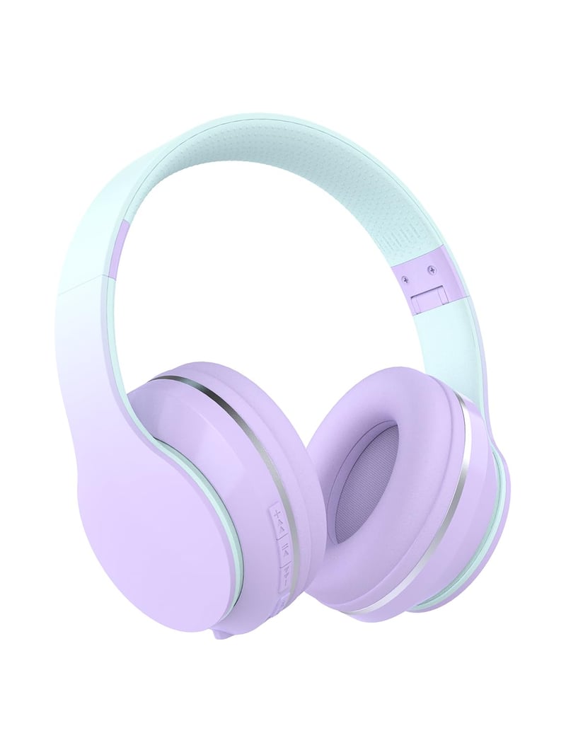 Xunpuls bezdrôtové detské Bluetooth slúchadlá, mikrofón, stereo zvuk, 10-hodinová výdrž batérie, skladacie, nastaviteľný hlavový most, kompatibilné s telefónom, tabletom, PC a TV, fialové