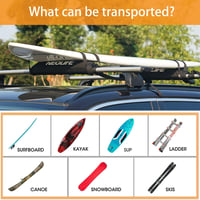 XUXIAKE Autós Tetőcsomagtartó Párnák Szörfdeszkához, SUP Paddleboardhoz, Snowboardhoz - 71 cm-es Fekete Pár 4,5 m Rögzítőpántokkal 4