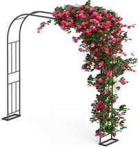 Xverycan Fém rózsaív állvány fekete 240x240 cm állítható szélesség 1.2 1.8 2.4 m futórózsához kerti dísz 1