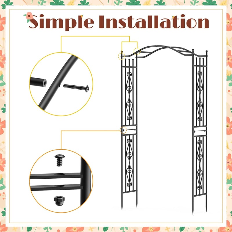 Xverycan Rózsa Kerti Kapu 110x230 cm Kúszónövényekhez Fém Pergola