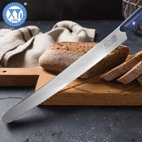XYJ Fogazott Kenyésvágó Kés 11,5" Rozsdamentes Acél Fa Nyéllel 8
