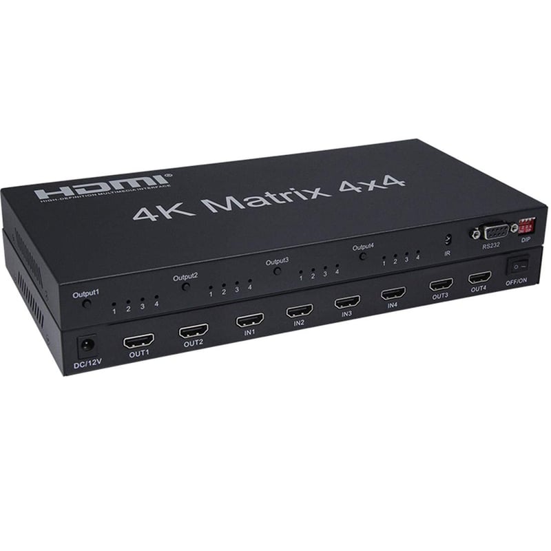 XYKJOBC HDMI Matrix 4x4 - 4K 60Hz Razdjelnik, 4 Ulaza 4 Izlaza, RS232 EDID Preklopnik, Kompatibilan s TV-om, Projektorom, DVD Playerom