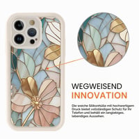 Xylota Obal na iPhone 15 Pro s kvetinovým vzorom, béžový silikónový TPU ochranný kryt pre dievčatá, tenký a mäkký zadný kryt odolný voči poškriabaniu pre 6,1-palcové zariadenie 2