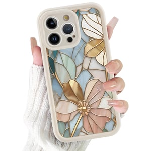 Xylota silikonska maskica za iPhone 15 Pro, cvjetni uzorak, bež TPU zaštitna maska za djevojke, tanka, mekana i otporna na ogrebotine, za uređaj od 6,1 inča