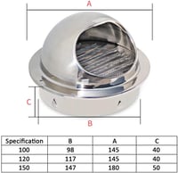 XYZDOUBLE 150mm Rozsdamentes Szellőzőrács Rovarháló Falba Építhető Szellőzés 7