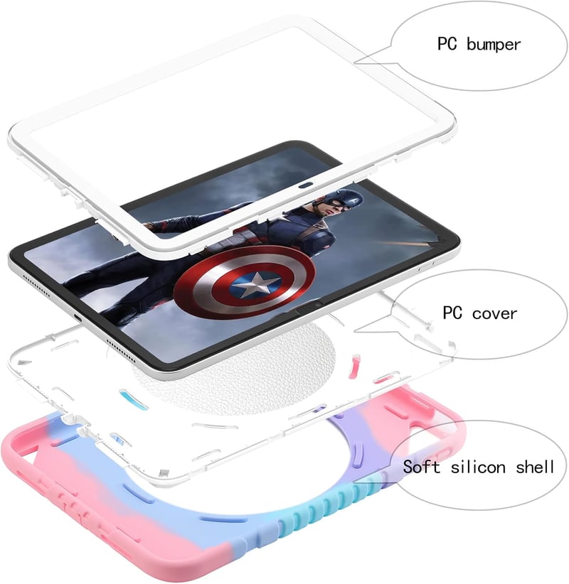 XZC iPad 11. generáció 2025 / 10. generáció 2022 ütésálló tok forgatható állvánnyal rózsaszín