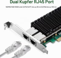XZSNET 10Gb PCIe Hálózati Kártya Intel X540 Vezérlővel, Dual RJ45 Port 2