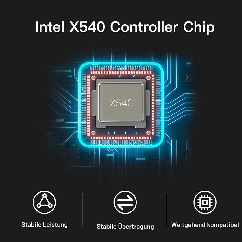 XZSNET 10Gb PCIe Hálózati Kártya Intel X540 Vezérlővel, Dual RJ45 Port