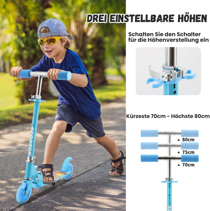 Y-RAIN Összecsukható Roller Gyerekeknek 3 Éves Kortól Állítható Magassággal
