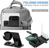 Yaature 4 az 1-ben Vezeték Nélküli Töltő Állomás Apple Watch iPhone Samsung AirPods Gyors Qi Indukciós Töltőpad 6