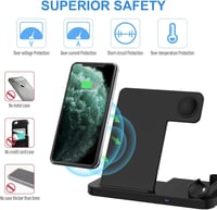Yaature 4 az 1-ben Vezeték Nélküli Töltő Állomás Apple Watch iPhone Samsung AirPods Gyors Qi Indukciós Töltőpad 5